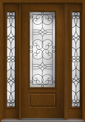 WDMA 56x96 Door (4ft8in by 8ft) Exterior Oak Salinas 8ft 3/4 Lite 1 Panel Fiberglass Door 2 Sides HVHZ Impact 1