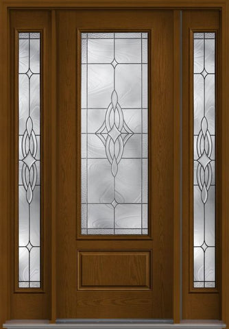 WDMA 56x96 Door (4ft8in by 8ft) Exterior Oak Wellesley 8ft 3/4 Lite 1 Panel Fiberglass Door 2 Sides HVHZ Impact 1