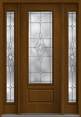 WDMA 56x96 Door (4ft8in by 8ft) Exterior Oak Wellesley 8ft 3/4 Lite 1 Panel Fiberglass Door 2 Sides HVHZ Impact 1