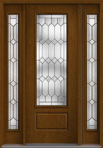 WDMA 56x96 Door (4ft8in by 8ft) Exterior Oak Crystalline 8ft 3/4 Lite 1 Panel Fiberglass Door 2 Sides HVHZ Impact 1