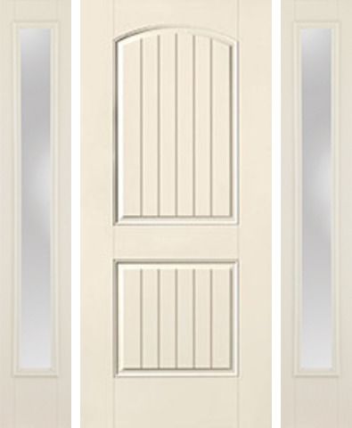 WDMA 58x80 Door (4ft10in by 6ft8in) Exterior Smooth 2 Panel Plank Soft Arch Star Door 2 Sides Clear 1