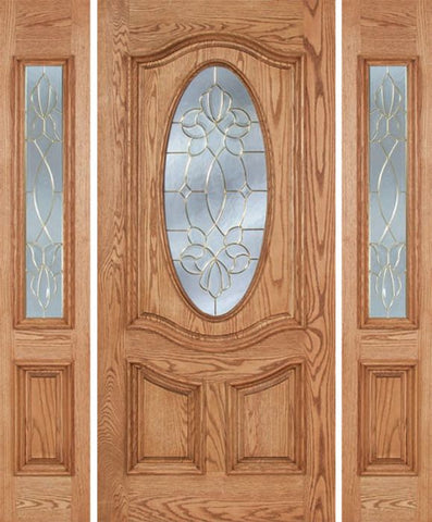 WDMA 58x80 Door (4ft10in by 6ft8in) Exterior Oak Dally Single Door/2side w/ CO Glass - 6ft8in Tall 1