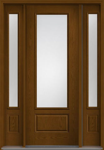 WDMA 58x96 Door (4ft10in by 8ft) French Oak Low-E 8ft 3/4 Lite 1 Panel Fiberglass Exterior Door 2 Sides 1