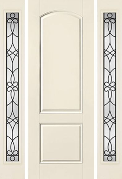 WDMA 58x96 Door (4ft10in by 8ft) Exterior Smooth 8ft 2 Panel Soft Arch Star Door 2 Sides Salinas Full Lite Flush 1
