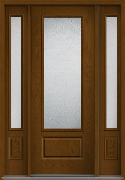 WDMA 58x96 Door (4ft10in by 8ft) Patio Oak Granite 8ft 3/4 Lite 1 Panel Fiberglass Exterior Door 2 Sides 1