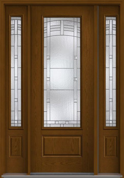 WDMA 58x96 Door (4ft10in by 8ft) Exterior Oak Maple Park 8ft 3/4 Lite 1 Panel Fiberglass Door 2 Sides 1