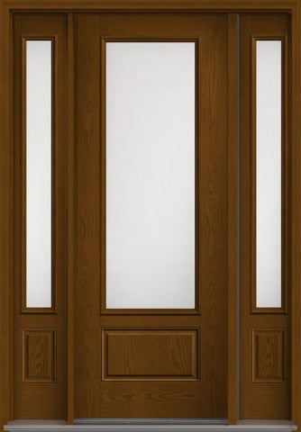 WDMA 58x96 Door (4ft10in by 8ft) Patio Oak Satin Etch 8ft 3/4 Lite 1 Panel Fiberglass Exterior Door 2 Sides 1