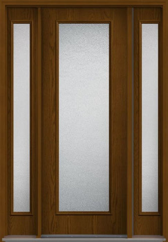 WDMA 58x96 Door (4ft10in by 8ft) Patio Oak Granite 8ft Full Lite Flush Fiberglass Exterior Door 2 Sides 1