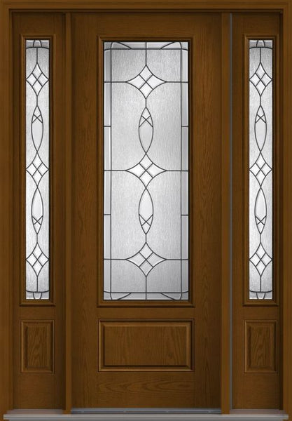 WDMA 58x96 Door (4ft10in by 8ft) Exterior Oak Blackstone 8ft 3/4 Lite 1 Panel Fiberglass Door 2 Sides 1