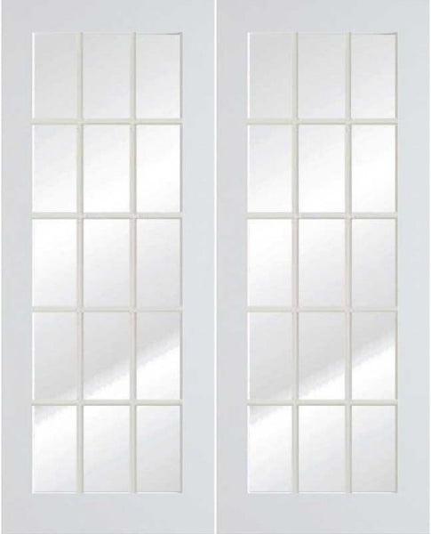 WDMA 60x80 Door (5ft by 6ft8in) French Swing Smooth 80in Primed 15 Lite Double Door Clear Glass 1