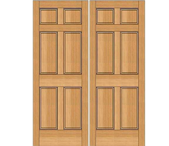 WDMA 60x80 Door (5ft by 6ft8in) Exterior Fir 80in 1-3/4in 6 Panel Double Door 1