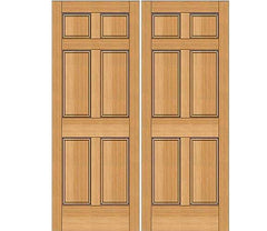WDMA 60x80 Door (5ft by 6ft8in) Exterior Fir 80in 1-3/4in 6 Panel Double Door 1