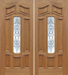 WDMA 60x80 Door (5ft by 6ft8in) Exterior Mahogany Palisades Double Door w/ L Glass 1