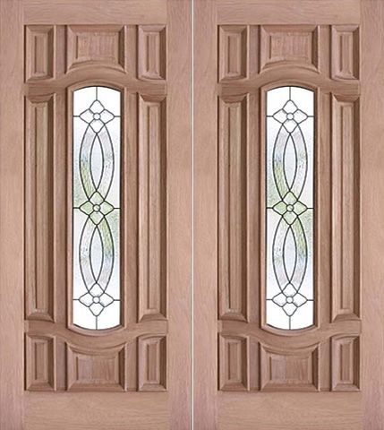 WDMA 60x80 Door (5ft by 6ft8in) Exterior Mahogany Decorative Center Arch Lite Double Front Door 1