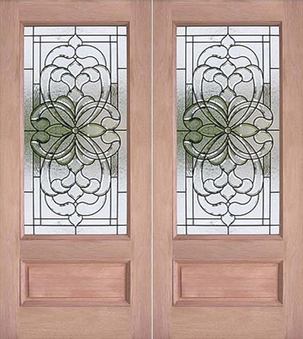 WDMA 60x80 Door (5ft by 6ft8in) Exterior Mahogany Decorative 3/4 Lite Double Front Door 1