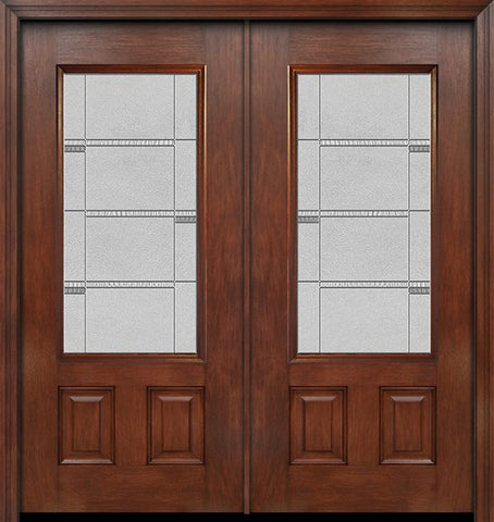 WDMA 60x80 Door (5ft by 6ft8in) Exterior Mahogany 3/4 Lite Two Panel Double Entry Door Crosswalk Glass 1
