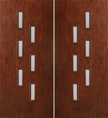 WDMA 60x80 Door (5ft by 6ft8in) Exterior Cherry Contemporary Modern 6 Lite Double Entry Door FC596 1