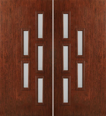 WDMA 60x80 Door (5ft by 6ft8in) Exterior Cherry Contemporary Modern 5 Lite Double Entry Door FC553 1