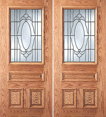 WDMA 60x80 Door (5ft by 6ft8in) Exterior Mahogany 3-Panel 1/2 Lite Front Double Door Crystal Etched Sunburst Glass 1