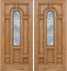 WDMA 60x80 Door (5ft by 6ft8in) Exterior Oak Carrick Double Door w/ L Glass - 6ft8in Tall 1