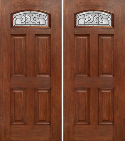 WDMA 60x80 Door (5ft by 6ft8in) Exterior Mahogany Camber Top Double Entry Door CD Glass 1