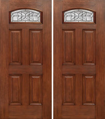 WDMA 60x80 Door (5ft by 6ft8in) Exterior Mahogany Camber Top Double Entry Door CD Glass 1