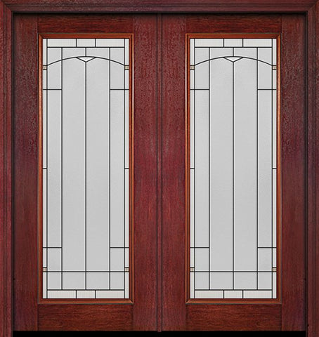 WDMA 60x80 Door (5ft by 6ft8in) Exterior Cherry Full Lite Double Entry Door Topaz Glass 1