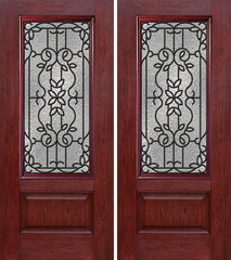 WDMA 60x80 Door (5ft by 6ft8in) Exterior Cherry 3/4 Lite 1 Panel Double Entry Door MD Glass 1