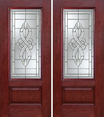 WDMA 60x80 Door (5ft by 6ft8in) Exterior Cherry 3/4 Lite 1 Panel Double Entry Door WS Glass 1