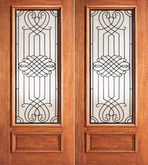 WDMA 60x84 Door (5ft by 7ft) Exterior Mahogany Designer Ironwork Scrollwork Glass Double Door 1