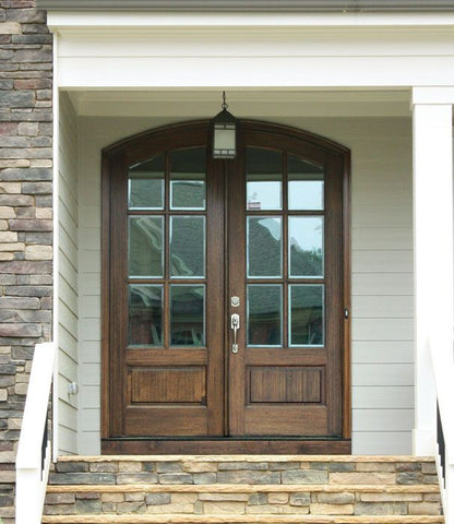 WDMA 60x96 Door (5ft by 8ft) Patio Swing Mahogany Tiffany TDL 6 Lite Double Door/Arch Top 4