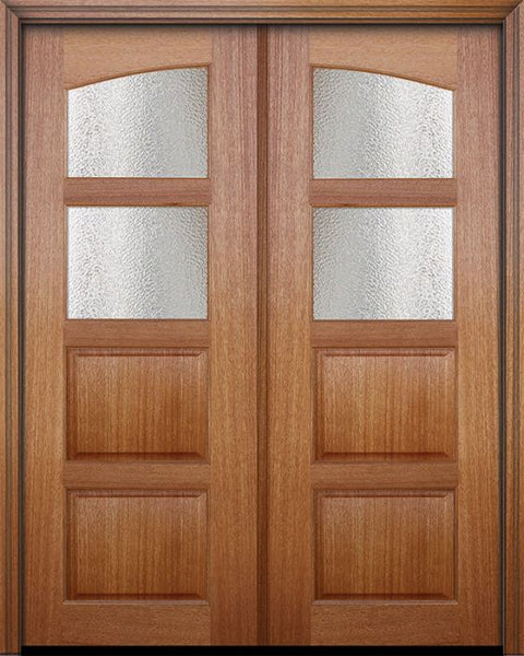 WDMA 60x96 Door (5ft by 8ft) Exterior Mahogany 96in Double 2 Lite Continental TDL Arch Lite DoorCraft Door w/Textured Glass 1