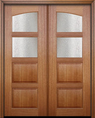 WDMA 60x96 Door (5ft by 8ft) Exterior Mahogany 96in Double 2 Lite Continental TDL Arch Lite DoorCraft Door w/Textured Glass 1