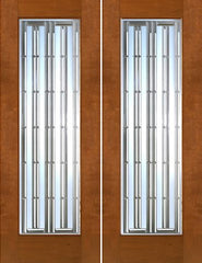 WDMA 60x96 Door (5ft by 8ft) Exterior Mahogany 2-1/4in Thick Contemporary Double Doors Art Glass 1
