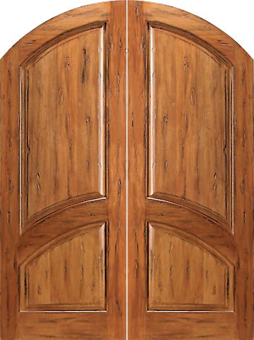 WDMA 60x96 Door (5ft by 8ft) Exterior Tropical Hardwood RS-1130 Arch Top Raised 2-Panel Rustic Hardwood Double Door 1