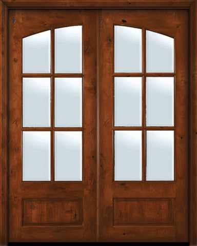 WDMA 60x96 Door (5ft by 8ft) Exterior Knotty Alder 96in Double Square Top Arch Lite 6 Lite TDL Estancia Alder Door w/Bevel IG 1