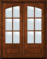 WDMA 60x96 Door (5ft by 8ft) Exterior Knotty Alder 96in Double Square Top Arch Lite 6 Lite TDL Estancia Alder Door w/Bevel IG 1