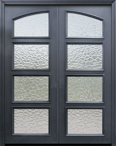 WDMA 60x96 Door (5ft by 8ft) Exterior 96in ThermaPlus Steel Square Top 4 Lite Continental Double Door w/ Textured Glass 1