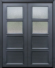 WDMA 60x96 Door (5ft by 8ft) Exterior 96in ThermaPlus Steel 2 Lite 2 Panel Continental Double Door w/ Textured Glass 1