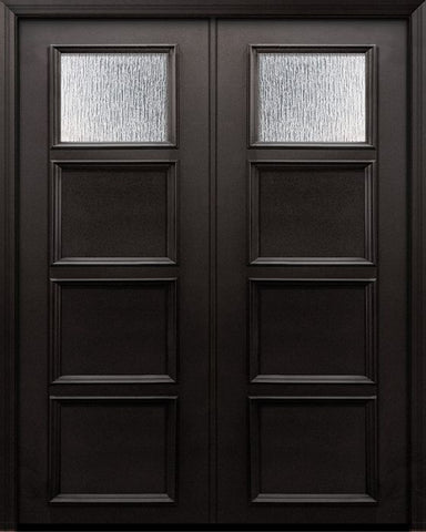 WDMA 60x96 Door (5ft by 8ft) Exterior 96in ThermaPlus Steel 1 Lite 3 Panel Continental Double Door w/ Textured Glass 1