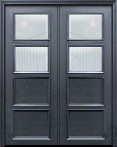 WDMA 60x96 Door (5ft by 8ft) Exterior 96in ThermaPlus Steel 2 Lite 2 Panel Continental Double Door w/ Beveled Glass 1