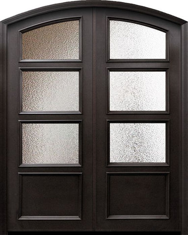 WDMA 60x96 Door (5ft by 8ft) Exterior 96in ThermaPlus Steel 1 panel Arch Top 3 Lite Continental Double Door w/ Textured glass 1