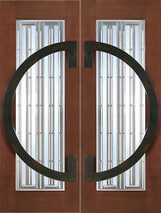 WDMA 60x96 Door (5ft by 8ft) Exterior Mahogany Pair of 2-1/4in Thick Contemporary Doors Iron Work 1
