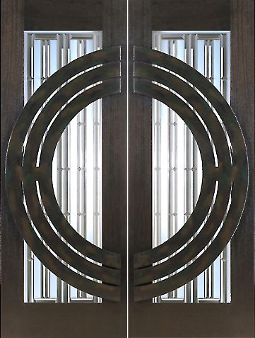 WDMA 60x96 Door (5ft by 8ft) Exterior Mahogany Pair of 2-1/4in Thick Doors Art Glass Iron Work 1