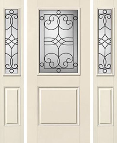 WDMA 62x80 Door (5ft2in by 6ft8in) Exterior Smooth Salinas Half Lite 1 Panel Star Door 2 Sides Half Lite Sidelight 1