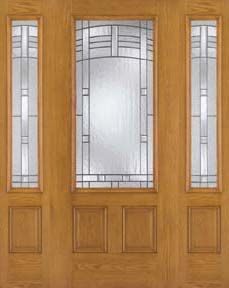 WDMA 62x80 Door (5ft2in by 6ft8in) Exterior Oak Fiberglass Door 3/4 Lite Maple Park 6ft8in 2 Sidelight 1