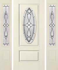 WDMA 62x80 Door (5ft2in by 6ft8in) Exterior Smooth Blackstone 3/4 Captured Oval Lite 1 Panel Star Door 2 Sides 1
