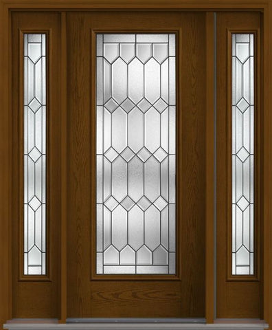 WDMA 62x80 Door (5ft2in by 6ft8in) Exterior Oak Crystalline Full Lite W/ Stile Lines Fiberglass Door 2 Sides 1