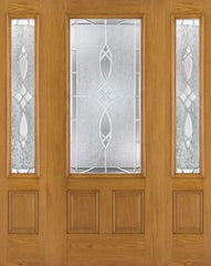 WDMA 62x80 Door (5ft2in by 6ft8in) Exterior Oak Fiberglass Door 3/4 Lite Blackstone 6ft8in 2 Sidelight 1