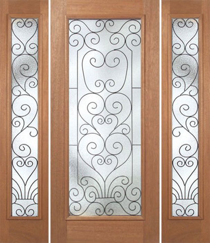 WDMA 64x80 Door (5ft4in by 6ft8in) Exterior Mahogany Roma Single Door/2side w/ SM Glass - 6ft8in Tall 1